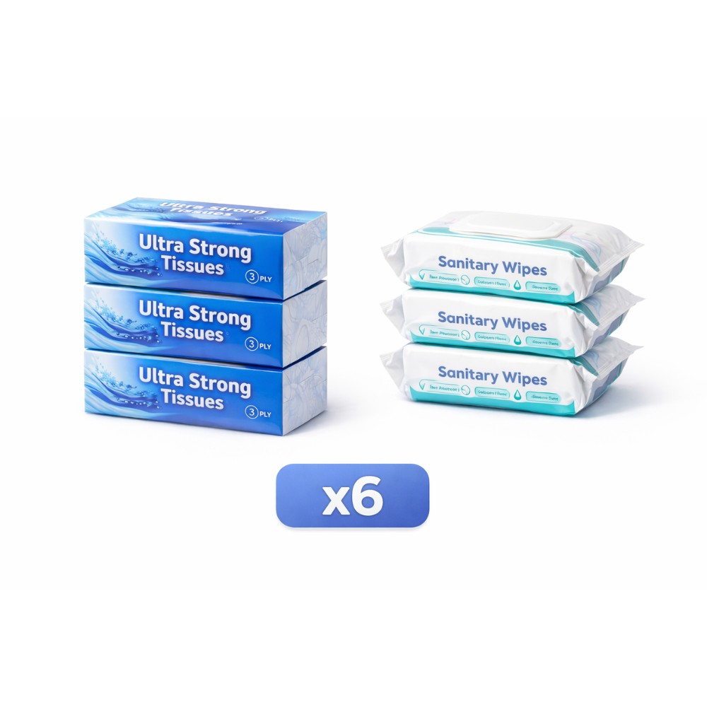 بكج 6 عبوات مناديل Ultra Strong ومبللة